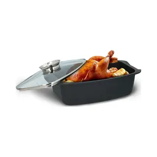 Alpina Stoofpan Met Glazen Deksel Voor Ovens, Stomen En Braden, 5, 5 L, Zwart