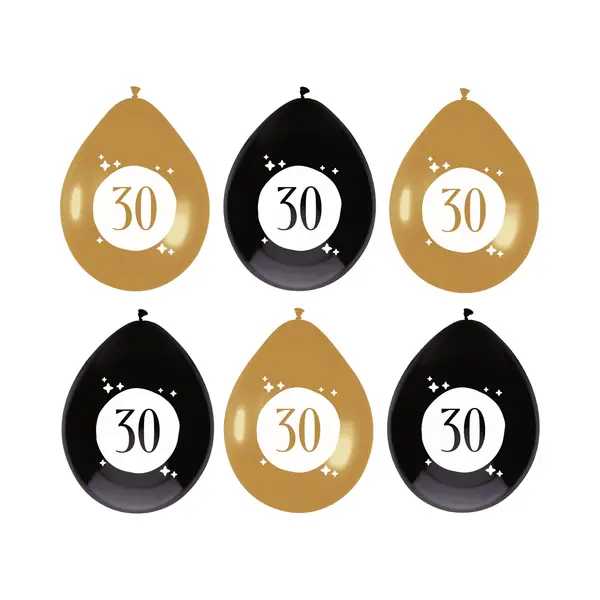 Haza Ballonnen - 30 Jaar - Leeftijd Verjaardag - 6 Stuks - 30 Cm - Versiering thumbnail