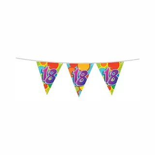 Haza 18 Jaar Verjaardag Vlaggetjes - Leeftijd Versiering - Plastic - 10 Meter - Feestartikelen