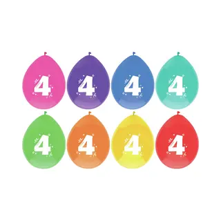 Haza Ballonnen - 4 Jaar - Leeftijd Verjaardag - 6 Stuks - 29 Cm - Versiering