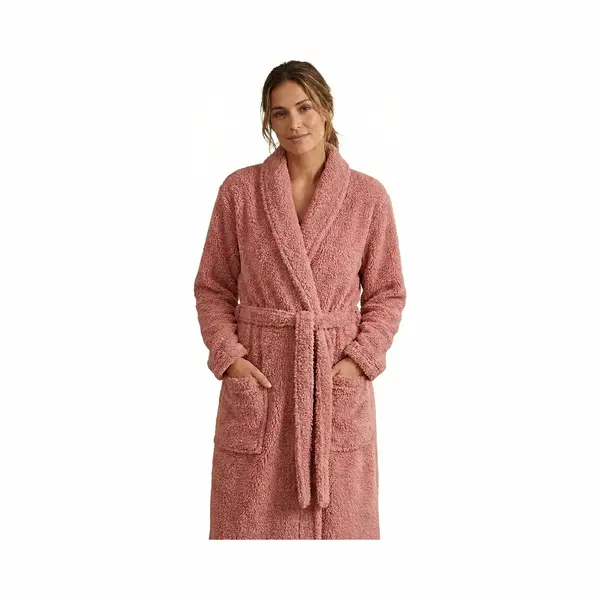 Ten Cate Basics Badjas Pink Teddy Voor Dames | Maat Xl thumbnail
