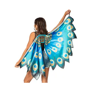 Boland 52876 Peacock Wings, Size 155 X 115 Cm, Blue/Turquoise/Gold, Feather Motif, Costume, Carnival, Theme Party