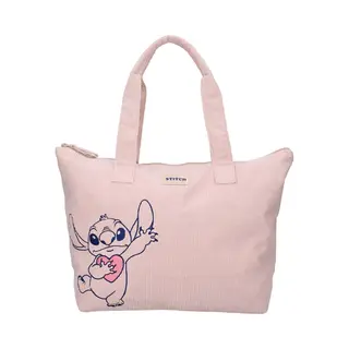Vadobag Disney Lilo E Stitch Obsessed - Große Einkaufstasche Aus Samt - Maße 48 X 32 X 14 Cm - Farbe Beige