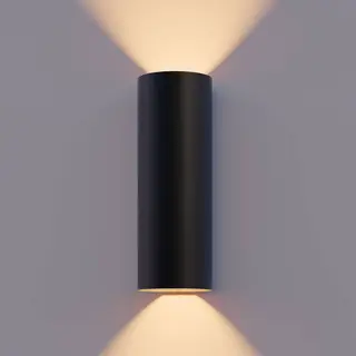 Calex Led-Außenwandlampe Round, Up/down, Höhe 23 Cm, Schwarz