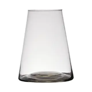 Hakbijl Glass Vaas Donna - 16 X 16 Cm - Transparant - Glas - Home-basics - Vazen - Bloemenvaasm - Bloemen/takken/boeketten Vaas Voor Binnen Gebruik