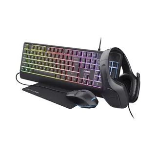 Trust Gxt 792 Quadrox toetsenbord Inclusief muis Gamen Usb Qwerty Belgisch Zwart