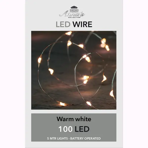 Anna's Collection Draadverlichting - Lichtsnoer - 100 Led Lampjes - Warm Wit - 500 Cm - Batterij thumbnail