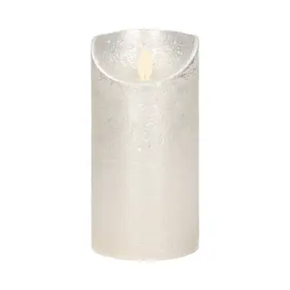 Coen Bakker Led Echtwachskerze - Silber Rustik - D7, 5cm / H15, 0cm - Mit Wackelflamme - Batteriebetrieben - Timerfunktion - Weihnachtsdeko