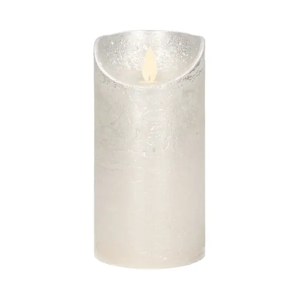 Coen Bakker Led Echtwachskerze - Silber Rustik - D7, 5cm / H15, 0cm - Mit Wackelflamme - Batteriebetrieben - Timerfunktion - Weihnachtsdeko thumbnail