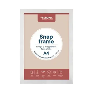 Europel Leichte Klapprahmen Din A4 Mattweiß Pulverbeschichtet, Easy-Click System, Profil 25x11 Mm, Eloxierte Aluminium Und Blendfreie Schutzfolie,