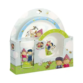 Fien En Teun Kinderservies Set 3-delig - Bord, Schaaltje En Beker - Boerderij - Bambolino Toys