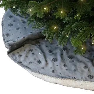Unique Living Kerstboomrok - Zilver/grijs - Sneeuwvlokken - D100 Cm - Polyester - Kerstboomkleed