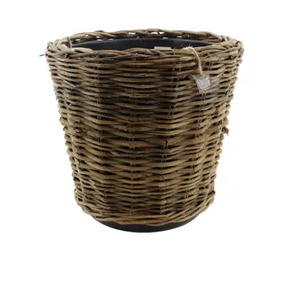 van der Leeden Van Der Leenden Planten/bloemen Mand - Rond - Rotan - Gevlochten Riet - D44 X H43 Cm - Drypot