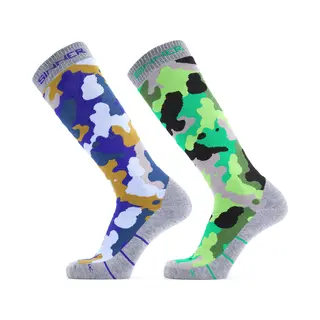 Sinner Skisokken Heren (Dubbelverpakking) - Camo Blauw/Groen - 42-44