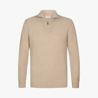 Profuomo Half Zip Pullover Wolle Sand - Größe M