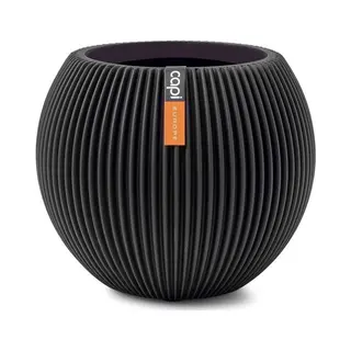Capi Europe - Vaas Bol Groove Black & Gold - 18x15 - Zwart - Opening Ø11 - Bloempot Voor Binnen - 5 Jaar Garantie - BGVBL102