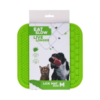 Eat Slow Live Longer Duo Likmat - 21 X 21 Cm - Vierkant - Snuffelmat - Anti-schrok Mat - Slowfeeder Honden En Katten - 100% Siliconen -