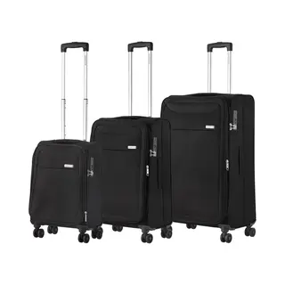 CarryOn Air 3-delige Kofferset - Zachte Trolley Koffers- Lichtgewicht - Expander - Tsa-slot – Zwart
