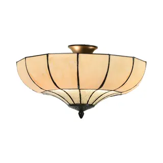 Lumilamp Plafondlamp Tiffany Ø 46x25 Cm Beige Metaal