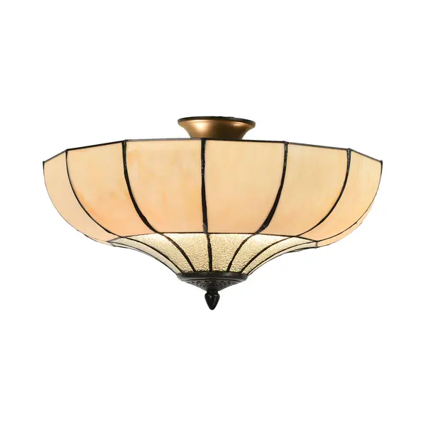 Lumilamp Plafondlamp Tiffany Ø 46x25 Cm Beige Metaal thumbnail