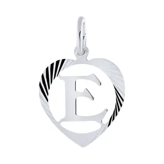 Lucardi Dames Zilveren Hanger Alfabet In Hart Facet - Letter E - 925 Zilver - Zilverkleurig - Valentijn Cadeau