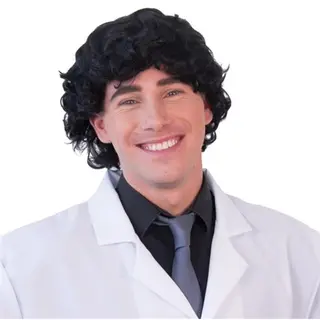 Comedia Carnaval Verkleed Pruik - Frivole Dude - Zwart - Kort Krullend Haar - Heren - Foute Party