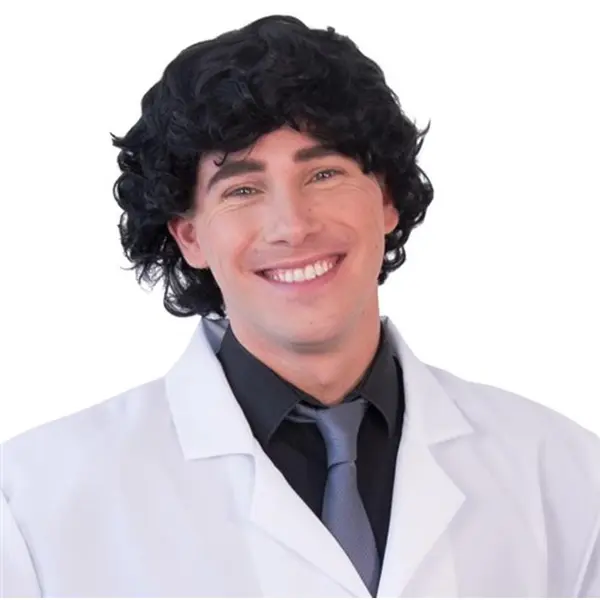 Comedia Carnaval Verkleed Pruik - Frivole Dude - Zwart - Kort Krullend Haar - Heren - Foute Party thumbnail