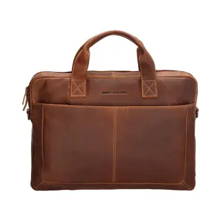 Hide & Stitches Japura Laptoptas 15, 6 Inch Premium Crossbody Schoudertas 100% Leder - 100% Leer - Cognac