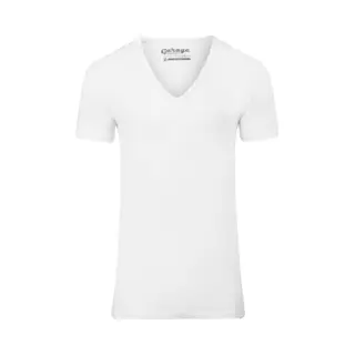 Garage Stretch Basic T-Shirt Weiss Tiefer V-Hals - Größe M