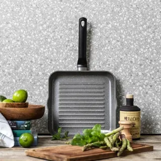 Bk Granite Ceramic Keramische Grillpan 26x26 Cm – Inductie Grillpan – Zonder Deksel – Ovenbestendig Tot 160°C – Koudgreep – Pfas‑vrij –
