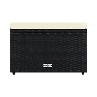 VidaXL - Voetenbank/poef - Zwart - 53x53x30 - Cm - Poly - Rattan