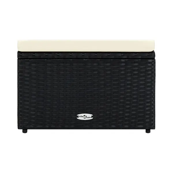 VidaXL - Voetenbank/poef - Zwart - 53x53x30 - Cm - Poly - Rattan thumbnail