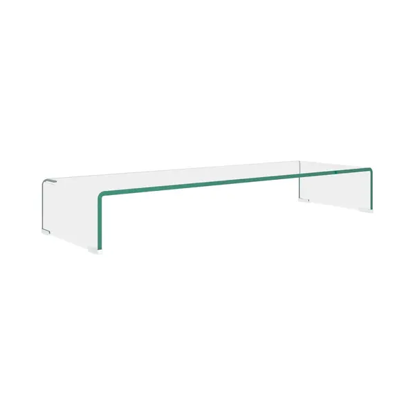 VidaXL Glass Tv Stand - Tempered Glass Monitor Riser, Modern Design, Suitable For Multimedia Devices, Easy To Clean, Clear Color, 90x30x13 Cm thumbnail