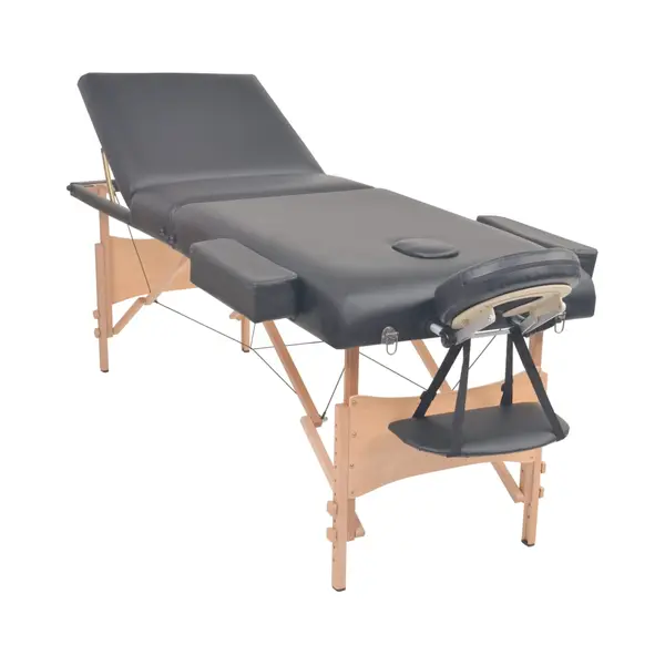 VidaXL Massagetafel Inklapbaar 3 Zones 10 Cm Dik Zwart thumbnail