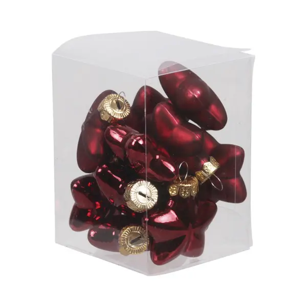 Othmar Decorations Kerstornamenten - Sterren - 12x St - Donkerrood - 4 Cm - Glas - Kerstversiering thumbnail