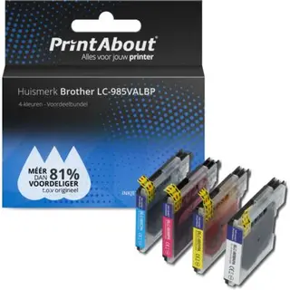 PrintAbout Huismerk Brother Lc-985VALBP Inktcartridge 4-kleuren Voordeelbundel