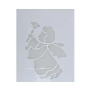 Bellatio Decorations Kerst Raamsjabloon Engel Met Bel - Wit - 35 Cm - Raamdecoratie - Kerstversiering - Sneeuwspray Sjabloon