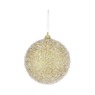 House Of Seasons 1x Gouden Kunststof Kerstballen Met Witte Sneeuw Afwerking 8 Cm - Kerstboomversiering/kerstversiering