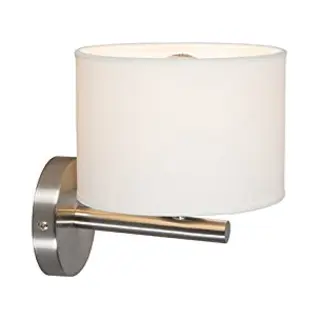 Qazqa - Modern Wall Lamp I Wall Light White Round - Vt 1- - Modern - Suitable For Led E27 | 1 Light - Fabric Wall Light - Suitable For Living Room I