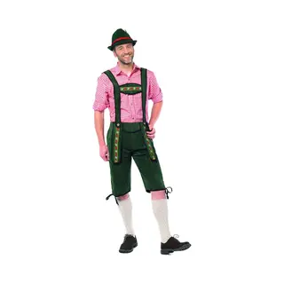 Partychimp Voordelige Lange Lederhose Johann Oktoberfest Heren Lederhosen Man Carnavalskleding Heren - Maat Xl - Donkergroen - Polyester