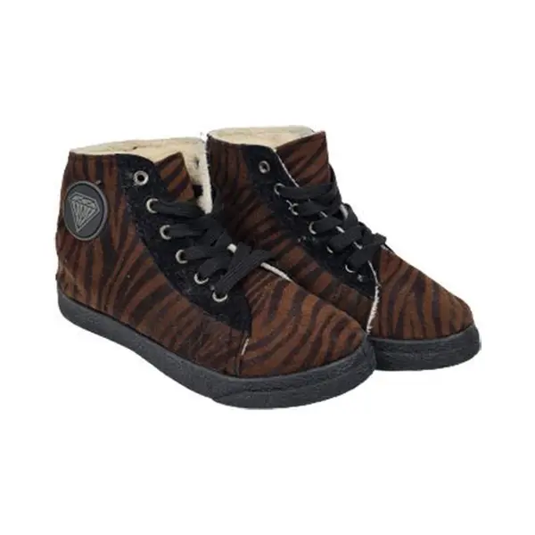 Sneakers Rihanna Zebraprint Halfhoog Met Voering - Bruin / Zwart - Suedine - Maat 34 thumbnail