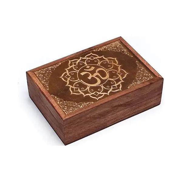 Yogi & Yogini Tarotdoos Om Gegraveerd - 17.5x13x6.5 - Hout thumbnail