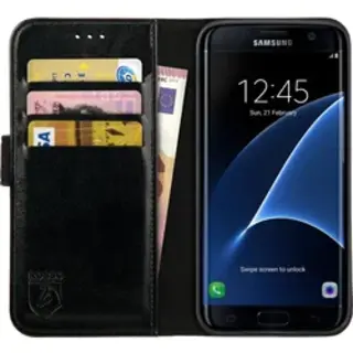 Rosso Element Book Case Wallet Hoesje Geschikt Voor Samsung Galaxy S7 Edge | Portemonnee | 3 Pasjes | Magneetsluiting | Stand Functie | Zwart