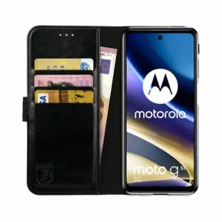 Rosso Element Book Case Wallet Hoesje Geschikt Voor Motorola Moto G51 | Portemonnee | 3 Pasjes | Magneetsluiting | Stand Functie | Zwart