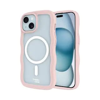 HappyCase Wavy Hoesje | Geschikt Voor Apple IPhone 16E / 15 / 14 / 13 | Compatibel Met MagSafe | Back Cover | Roze