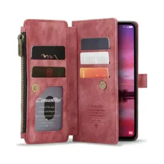 CaseMe C30 Hoesje Geschikt Voor Samsung Galaxy S25 | Wallet Zipper Book Case Met Pasjeshouder | Beschermhoes Met Portemonnee | Rood