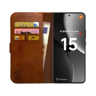 Rosso Element Geschikt Voor Xiaomi 15 Ultra | Wallet Book Case | Portemonnee Hoesje | 3 Pasjes | Magneetsluiting | Stand Functie | Bruin