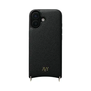 Avy Leren Hoesje | Geschikt Voor Apple IPhone 17 | Compatibel Met MagSafe | Leather Case | Back Cover | Haakjes Voor Koord | Zwart
