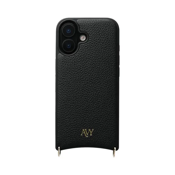 Avy Leren Hoesje | Geschikt Voor Apple IPhone 17 | Compatibel Met MagSafe | Leather Case | Back Cover | Haakjes Voor Koord | Zwart thumbnail