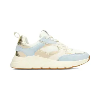 Posh By Poelman Carocel Dames Sneakers - Wit Met Blauwe Combinatie